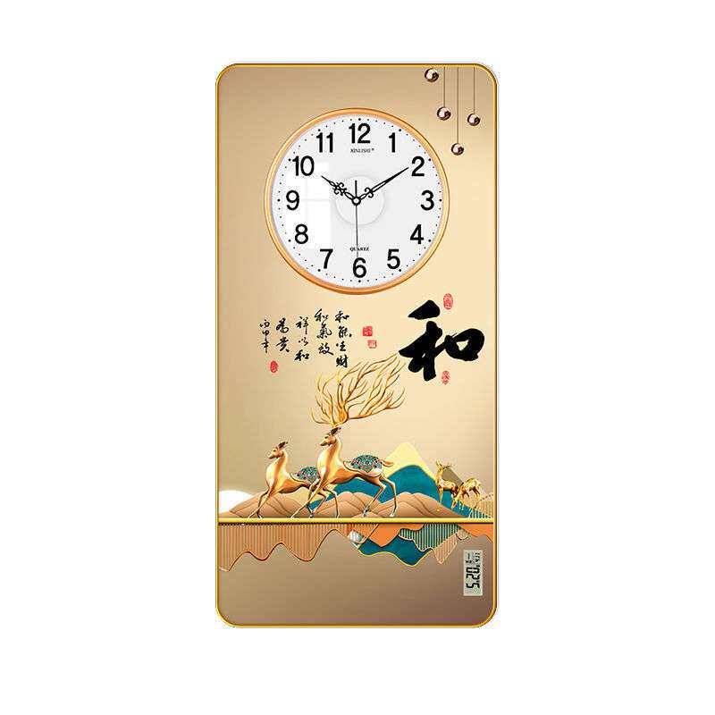 ()SA01-SA10金色边框挂钟装饰电子钟表挂饰壁挂式客厅简约现代