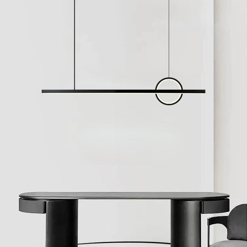 意式极简 设计感餐厅吊灯几何圆形氛围长条现代简约吧台全铜灯具