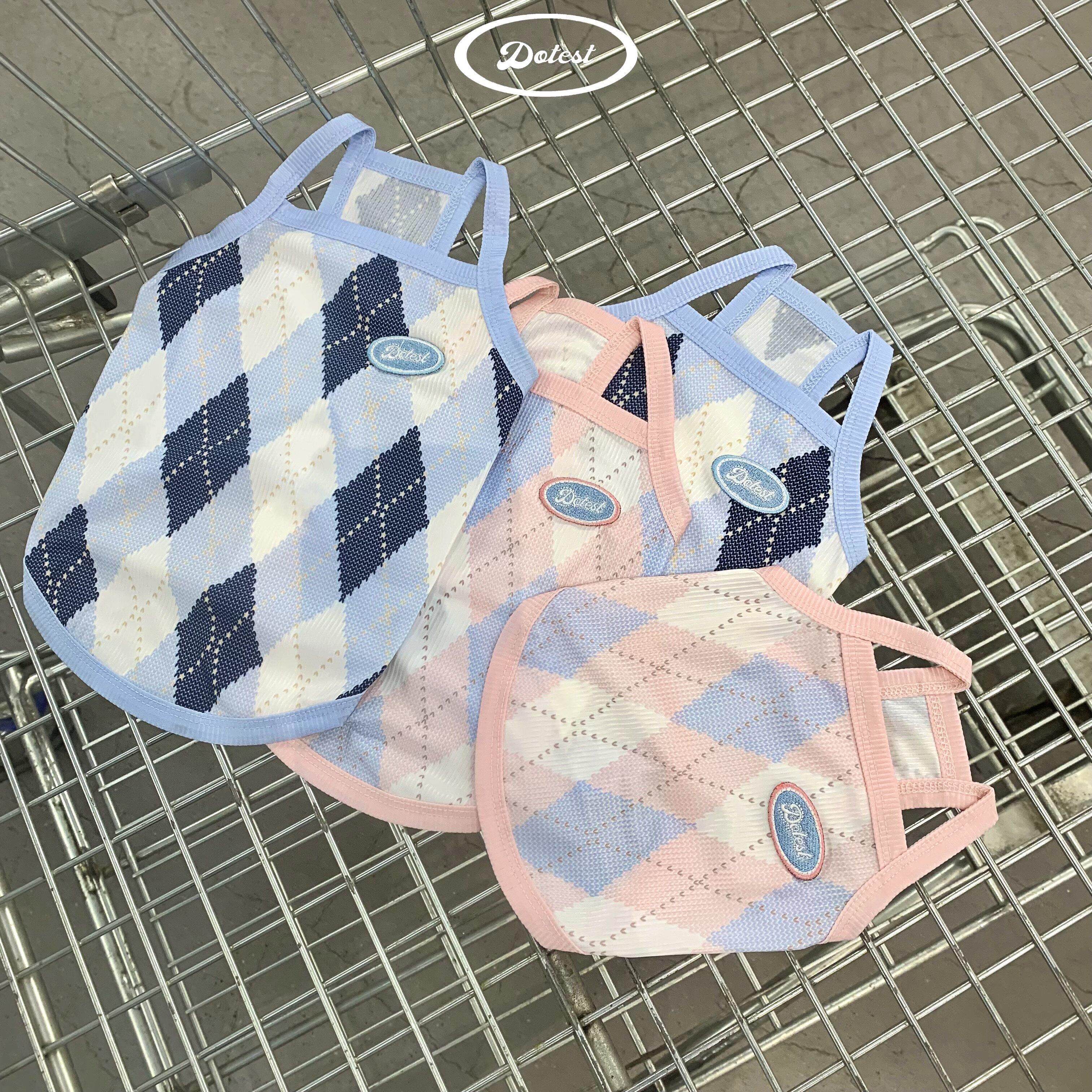 DOTEST宠物服春夏吊带背心猫狗BM风菱格背心防晒降温凉凉衣