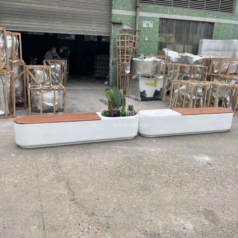 玻璃钢座椅户外花盆坐凳商场美陈休息区长凳公园长椅广场长条凳子