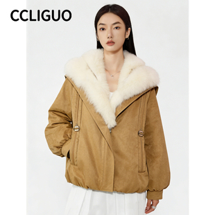 加大加宽半背狐狸毛羽绒服女冬季新款高货外套