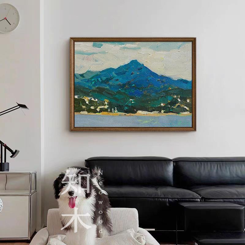 顺丰丨《福山静水》好寓意纯手绘中古风景油画新中式古典抽象挂画