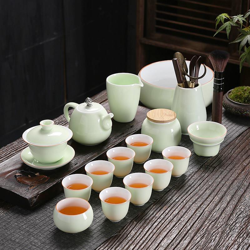 功夫茶具白瓷家庭办公室中国青瓷盖碗茶壶个人茶杯大师杯全套