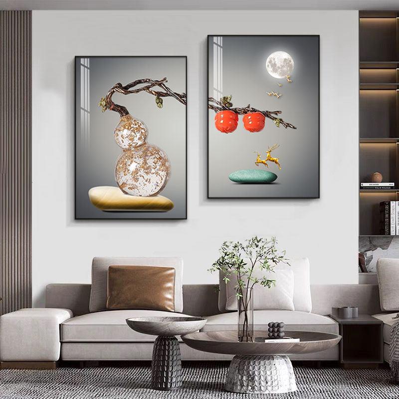 现代简约餐厅装饰画轻奢艺术个性饭厅挂画客厅餐桌壁画餐厅两联画