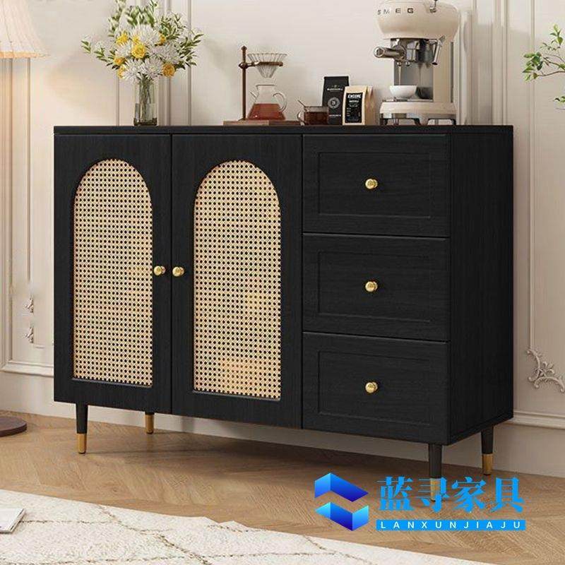 藤编餐边柜斗柜家用储物柜客厅简约茶水收纳柜餐厅碗盘橱柜