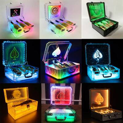 KTV发光冰封酒箱科技酒具酒座七彩冰封亚克力杯箱三支装酒盒酒吧