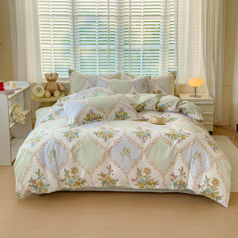 柔软纯棉被套全棉四件套13376简约小清新轻奢裸睡纯棉床品四件套