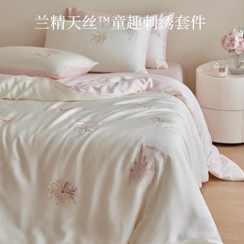 A类轻奢夏季兰精天丝四件套2025新款冰丝凉感床单被套公主风床品