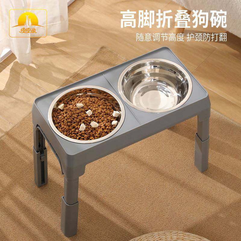 宠物不锈钢碗可折叠猫碗狗盆调节升降高度大型犬专用 狗狗喂食器