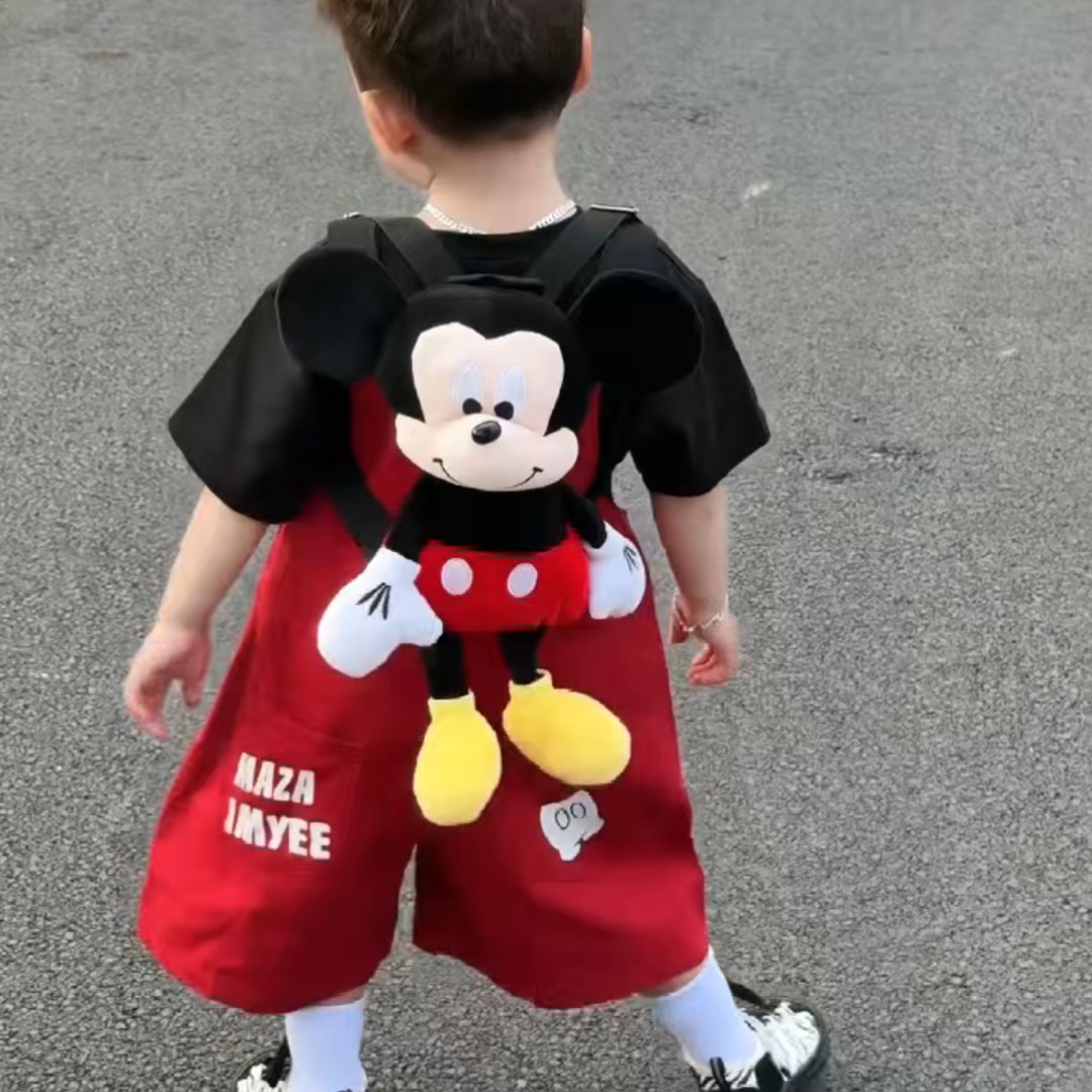 包包2026新款学生可爱毛绒玩偶包女孩儿童背包卡通米奇米妮双肩包