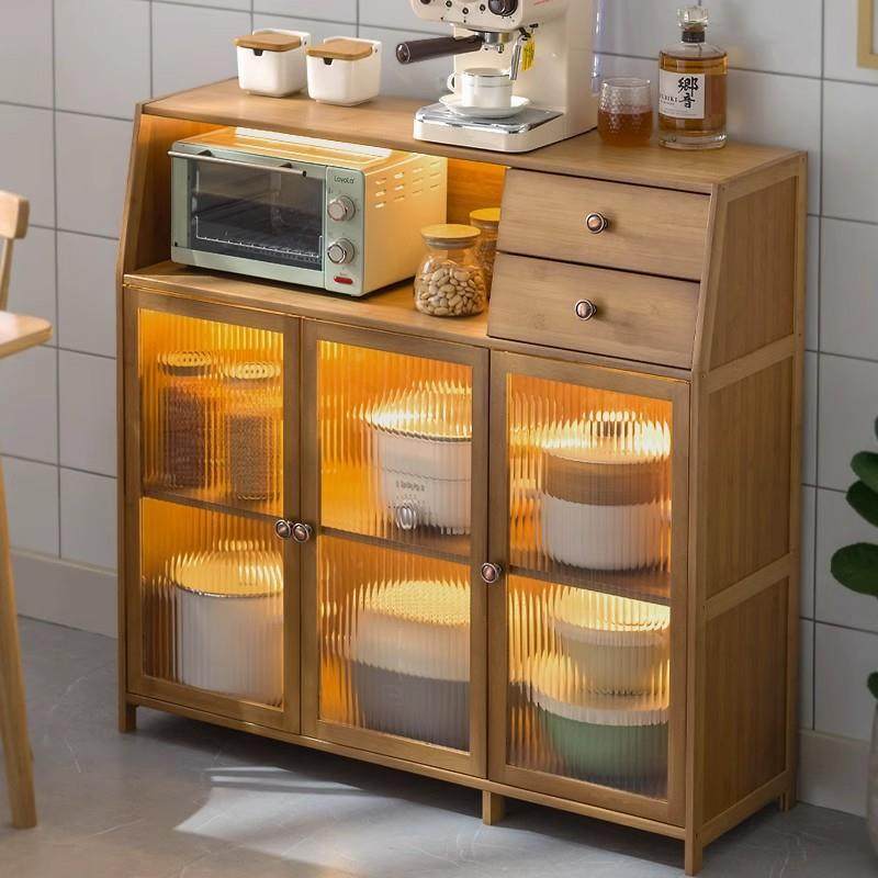 收纳柜原木风餐边柜靠墙一体储物柜子酒柜客厅家具
