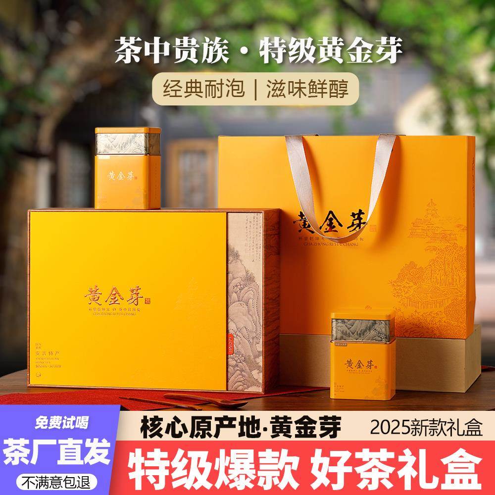 2025年新安吉黄金芽茶叶正宗珍稀高山白茶雨前级250克送礼盒装