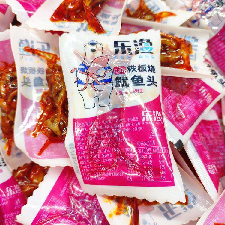 大连特产乐渔铁板烧鱿鱼头鱿鱼须小鱿鱼头红油味原味海鲜零食小吃