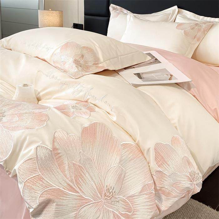 新款轻奢全棉刺绣四件套高端纯棉被套床单床上用品套件四季通用