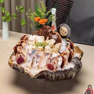 三文鱼帝王蟹火锅餐具刺身盘拼盘干冰创意餐具火锅菜盘牛羊肉盘子