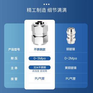不锈钢挂车货车气管快速接头铜快拧亚达管接头刹车气管锁母耐腐蚀