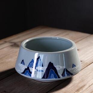 大号陶瓷茶洗1800ML水盂仿古茶渣盆水洗盆茶杯洗笔洗茶具配件