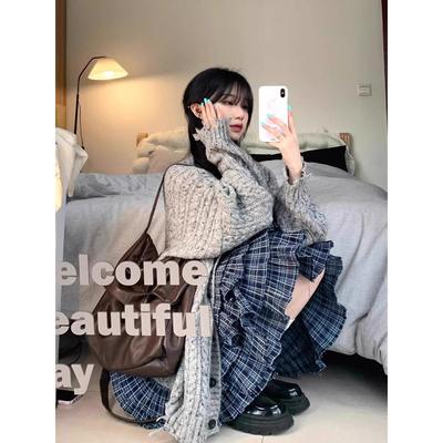 韩系慵懒风开衫毛衣外套女秋冬季高级感宽松软糯针织加厚显瘦上衣