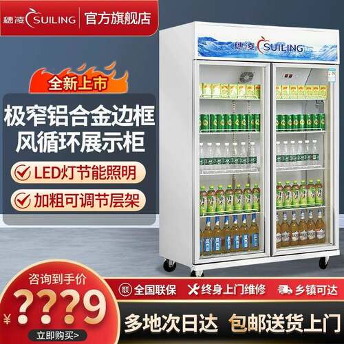 穗凌LG4商用双门立式冷藏冰柜超市牛奶饮料展示柜直冷保鲜大冰箱