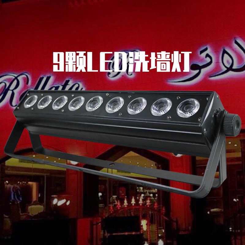 直销新款9颗6合1无线电池LED洗墙灯液晶显示投光灯室内全彩染色灯