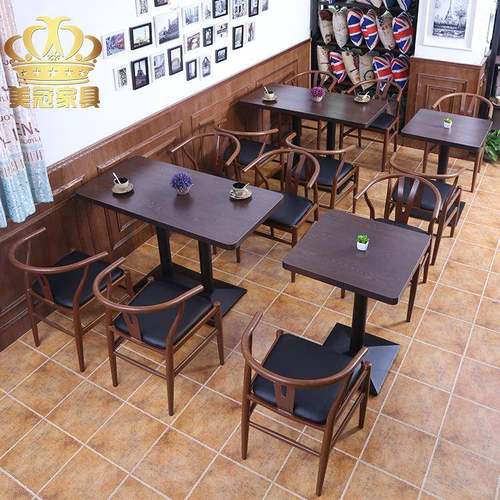 休闲奶茶甜品店咖啡厅西餐厅快餐桌椅 4人茶餐饮创意酒吧桌椅组合