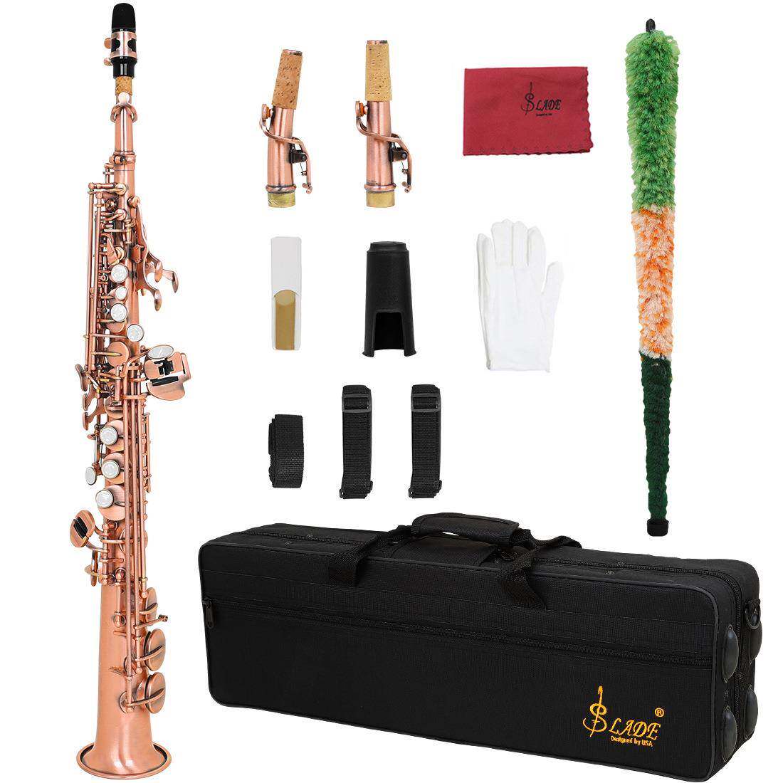 高音萨克斯直管降B调红铜雕花白贝壳按键初学演奏萨克斯风管乐器