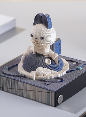 卡通可爱萌小兔3d立体纸雕便签纸创意摆件便利贴新颖精美礼物礼品
