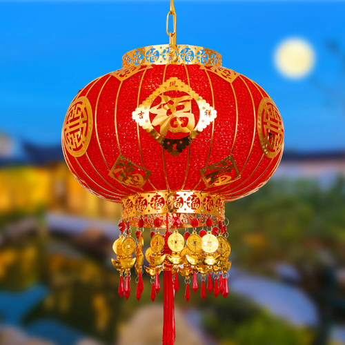 阳台大门灯笼新年结婚喜庆乔迁旋转走马吊灯led玄关灯笼挂件装饰