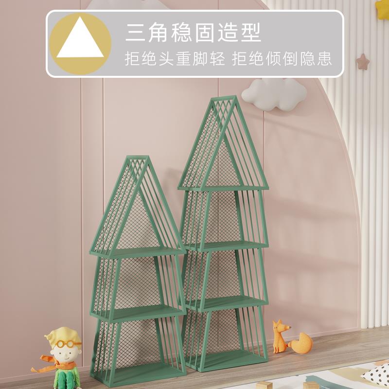 创意圣诞树铁艺儿童书架落地书包收纳架宝宝绘本架阅读置物架书柜图片