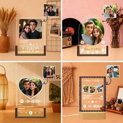 Etsy浪漫情侣照片展示纪念LED夜灯自建站创意皮克斯家庭氛围摆台