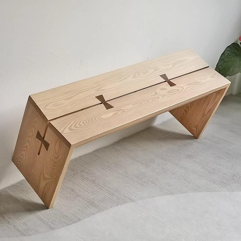 中古风白蜡木长条凳餐椅家用原木长板凳长椅设计师蝴蝶实木长凳