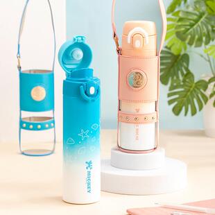 草莓熊316不锈钢保温杯女士直饮口网红带杯套创意渐变色直身杯大