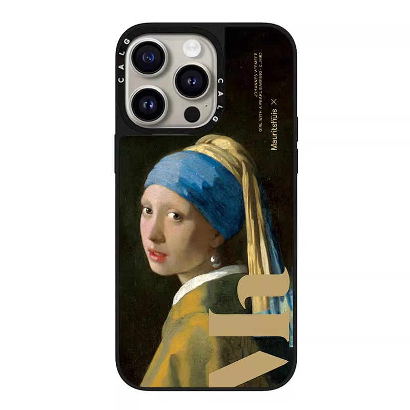 CALG戴珍珠耳环的少女适用苹果手机壳iphone11 12 13 14 15 16 17promax新款外壳高级感小众磁吸2025网红爆款