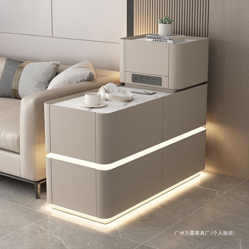 沙发边柜落地简约实木智能可移动侧边客厅小型现代高级轻奢茶几