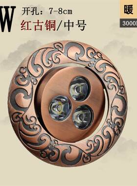 欧式仿古LED射灯3W 中式美式客厅LED天花灯吊顶灯牛眼灯背景墙灯