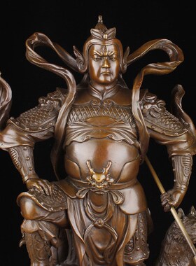 二郎神铜像摆件二郎真君杨戬铜像家居装饰品客厅工艺品摆件哮天犬