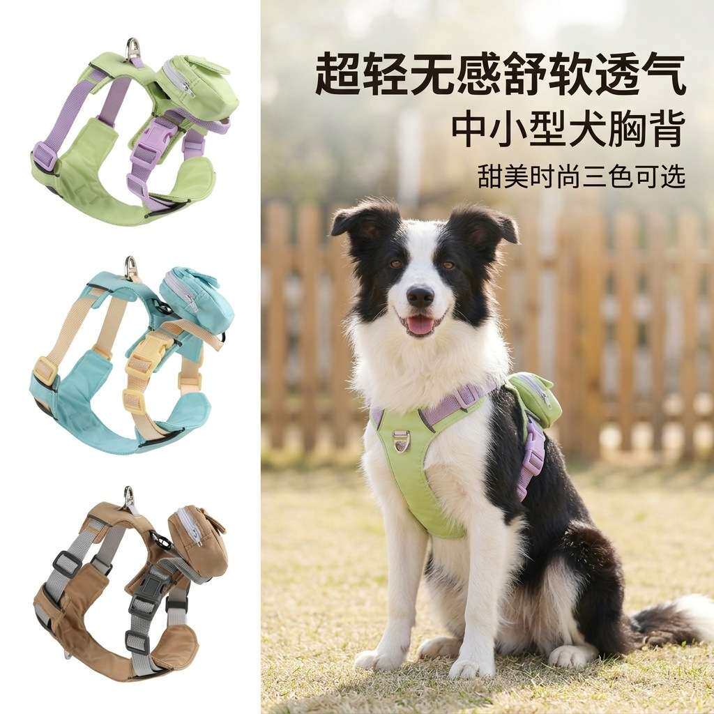 超轻透气款工字型狗狗背心式小型犬中型犬宠物背心式胸背带牵引绳