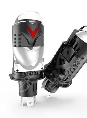 新款直插式透镜汽车大灯h4远近一体车灯黑色款超亮汽车led大灯