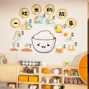幼儿园大厅一粒米的故事环创主题走廊食堂文化墙面装饰布置贴挂画