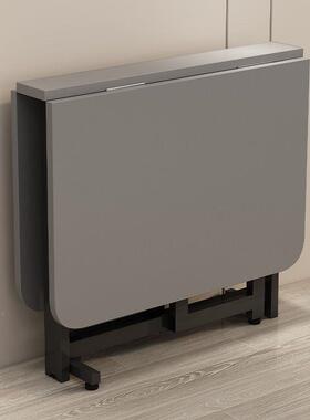 奶油风OBX可折餐叠家用桌简约长现代厨房简方形桌带轮子小户型易