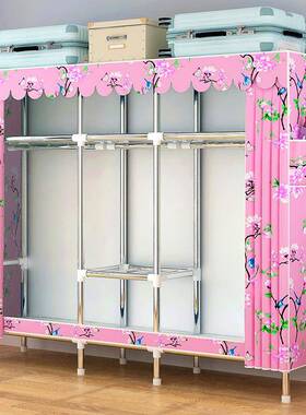 简易衣柜钢管布衣albb009柜加粗加挂卧室出组装家用衣固橱租房衣