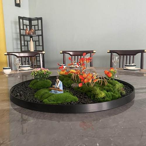 仿真花摆圆件中式TZR假花装品酒店饰转盘中间观景摆花创意形桌芯