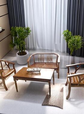 酒圈店围XOX椅茶几三件谈套实木椅单人橡木休闲围椅洽桌椅脑椅组