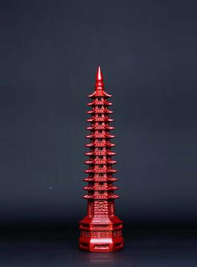 WS-86357红色实木雕刻十三层文昌塔摆纯艺质13层9层装饰家居书件