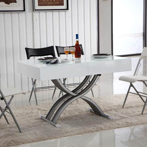 GVC简约代家用升降茶几餐桌两用长方形板饭桌客移动伸缩厅岩茶现