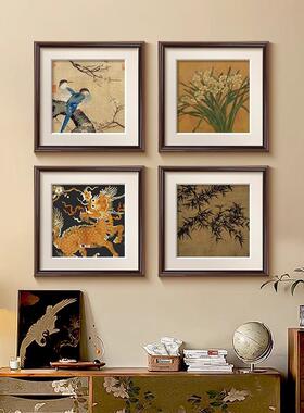 古风装客厅饰画法式复古玄关斗柜植物花卉卧摆画小众艺术PFK室中