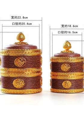 藏式糌粑桶盒奶渣盒酥油茶盒OGI大容量糌件粑桶青稞米盒厅客摆储