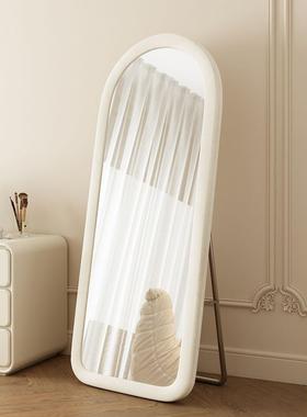 全身镜奶19141油风网红地镜女卧室客试生衣镜厅壁挂落穿衣镜奶油
