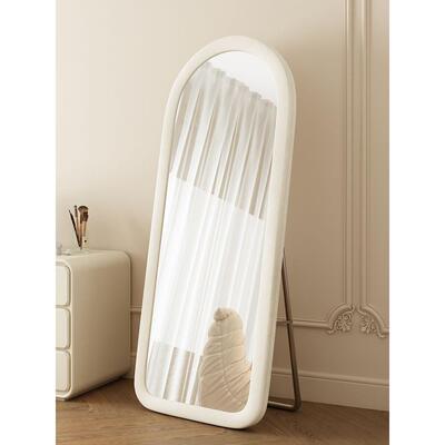 全身镜奶19141油风网红地镜女卧室客试生衣镜厅壁挂落穿衣镜奶油