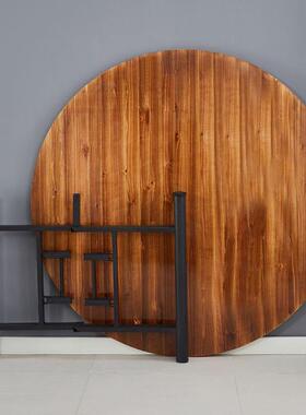 大圆12人用餐厅桌宴席婚庆酒店农55252家乐饭家店餐桌木圆实桌面